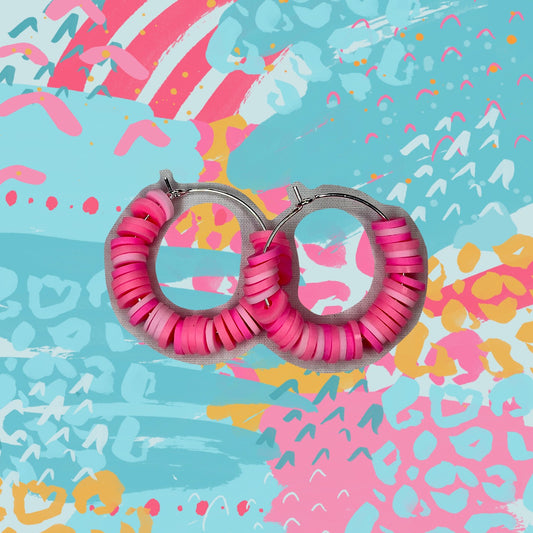 Pink Heishi Bead Earrings